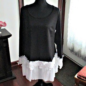 NEW Beautiful Black Tunic Top w/Lace accented Sleeves & Bottom-Rosegal-L-(14)